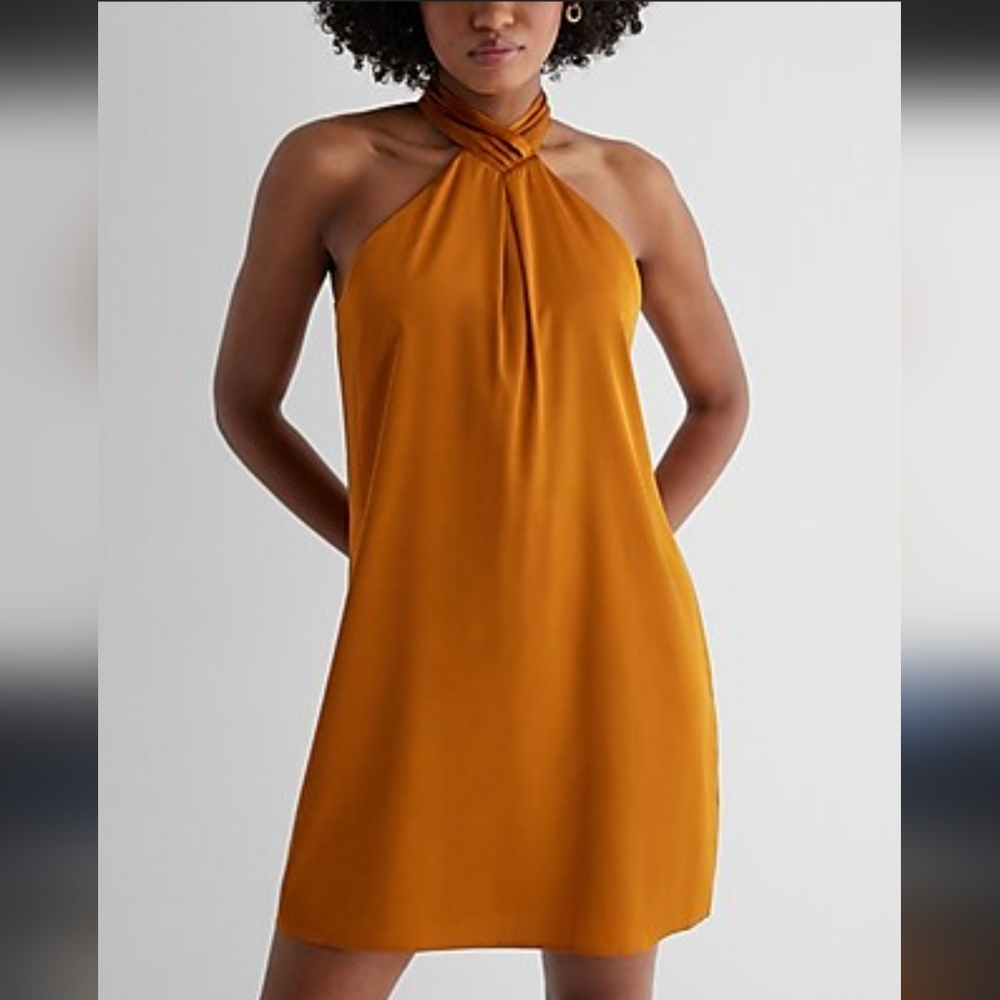 EUC Express Satin Halter Neck Shift Dress